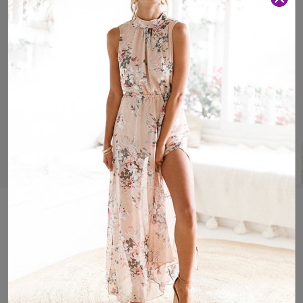 Brand New Pink Floral Long Dress